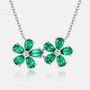 Double Floral Emerald Birthstone Necklace Sterling Silver