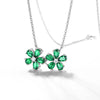 Double Floral Emerald Birthstone Necklace Sterling Silver