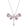 Dragonfly Shaped Pink Diamond Necklace Sterling Silver