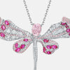 Dragonfly Shaped Pink Diamond Necklace Sterling Silver