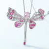Dragonfly Shaped Pink Diamond Necklace Sterling Silver