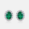 Floating Halo Emerald Birthstone Earrings Sterling Silver