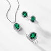 Floating Halo Emerald Birthstone Earrings Sterling Silver
