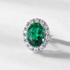 Floating Halo Emerald Birthstone Earrings Sterling Silver