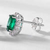 Floating Halo Emerald Birthstone Earrings Sterling Silver