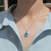 Floating Halo Moissanite Necklace Sterling Silver