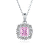 Floating Halo Pink Diamond Necklace Sterling Silver