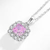 Floating Halo Pink Diamond Necklace Sterling Silver