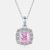 Floating Halo Pink Diamond Necklace Sterling Silver