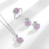 Floating Halo Pink Diamond Necklace Sterling Silver