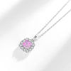 Floating Halo Pink Diamond Necklace Sterling Silver