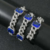 Floating Halo Ruby and Sapphire Birthstone Cuban Chain Hip Hop Necklace
