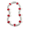 Floating Halo Ruby and Sapphire Birthstone Cuban Chain Hip Hop Necklace