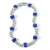 Floating Halo Ruby and Sapphire Birthstone Cuban Chain Hip Hop Necklace