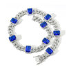 Floating Halo Ruby and Sapphire Birthstone Cuban Chain Hip Hop Necklace