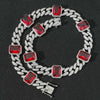 Floating Halo Ruby and Sapphire Birthstone Cuban Chain Hip Hop Necklace