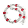 Floating Halo Ruby and Sapphire Birthstone Cuban Chain Hip Hop Necklace