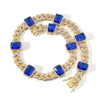 Floating Halo Ruby and Sapphire Birthstone Cuban Chain Hip Hop Necklace