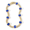 Floating Halo Ruby and Sapphire Birthstone Cuban Chain Hip Hop Necklace