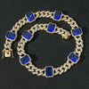 Floating Halo Ruby and Sapphire Birthstone Cuban Chain Hip Hop Necklace