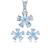 Floral-shaped Topaz Birthstone Necklace Earrings Jewelry Set