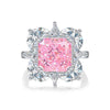Floral Halo Pink Diamond Ring Sterling Silver