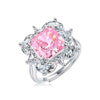 Floral Halo Pink Diamond Ring Sterling Silver