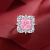 Floral Halo Pink Diamond Ring Sterling Silver