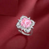 Floral Halo Pink Diamond Ring Sterling Silver