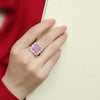 Floral Halo Pink Diamond Ring Sterling Silver