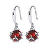Flower Cluster Ruby Birthstone Earrings Sterling Silver