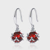 Flower Cluster Ruby Birthstone Earrings Sterling Silver