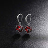 Flower Cluster Ruby Birthstone Earrings Sterling Silver