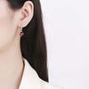 Flower Cluster Ruby Birthstone Earrings Sterling Silver