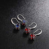 Flower Cluster Ruby Birthstone Earrings Sterling Silver