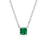 Four Prong Basket Emerald Birthstone Necklace Sterling Silver