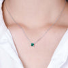 Four Prong Basket Emerald Birthstone Necklace Sterling Silver