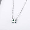 Four Prong Basket Emerald Birthstone Necklace Sterling Silver