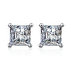 Four Prong Princess Cut Moissanite Earrings Sterling Silver