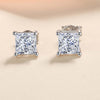 Four Prong Princess Cut Moissanite Earrings Sterling Silver