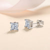 Four Prong Princess Cut Moissanite Earrings Sterling Silver