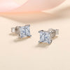 Four Prong Princess Cut Moissanite Earrings Sterling Silver