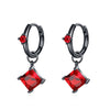 Four Prong Princess Cut Ruby Birthstone Earrings Sterling Silver