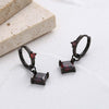 Four Prong Princess Cut Ruby Birthstone Earrings Sterling Silver