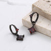Four Prong Princess Cut Ruby Birthstone Earrings Sterling Silver