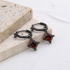 Four Prong Princess Cut Ruby Birthstone Earrings Sterling Silver