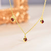 Garnet Birthstone Station Necklace Sterling Silver