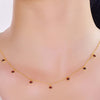 Garnet Birthstone Station Necklace Sterling Silver