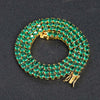 Green Tennis Cuban Chain Hip Hop Necklace