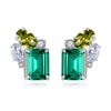 Halo Emerald Birthstone Earrings Sterling Silver